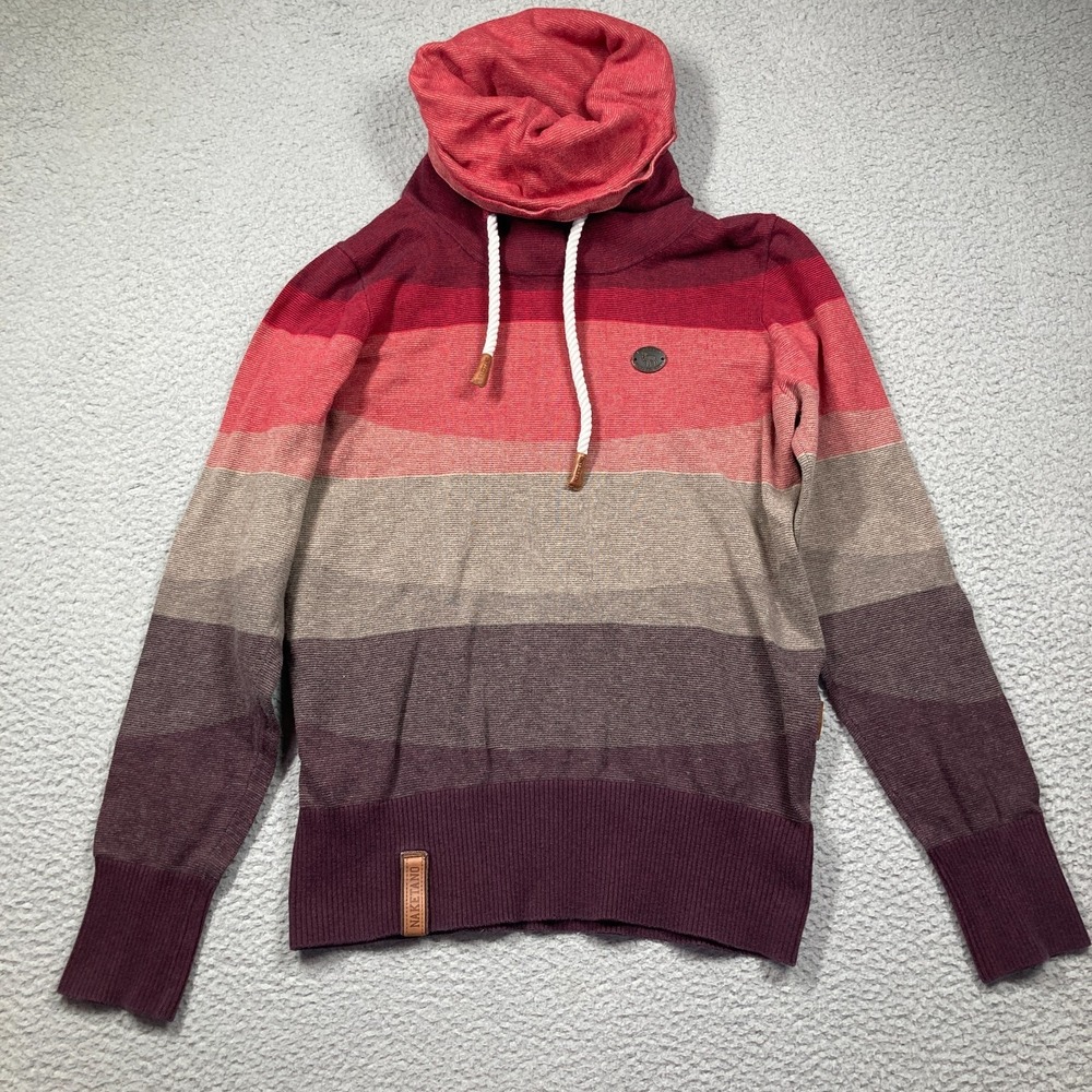 Naketano‎ Sweater Womens MED  Slim Cotton Purple Pink Colorblock Sweatshirt FLAW